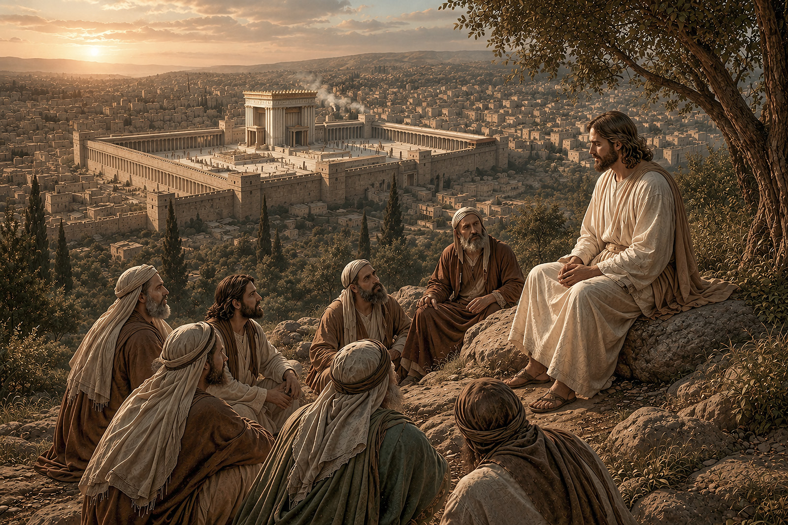 Jesus laments the destruction of Jerusalem.